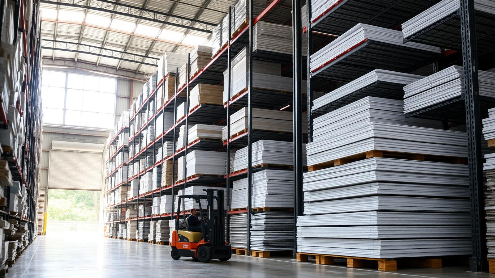 Plastics Direct Queensland distribution warehouse stocked with acrylic and polycarbonate sheet inventory ready for shipping across Australia and New Zealand